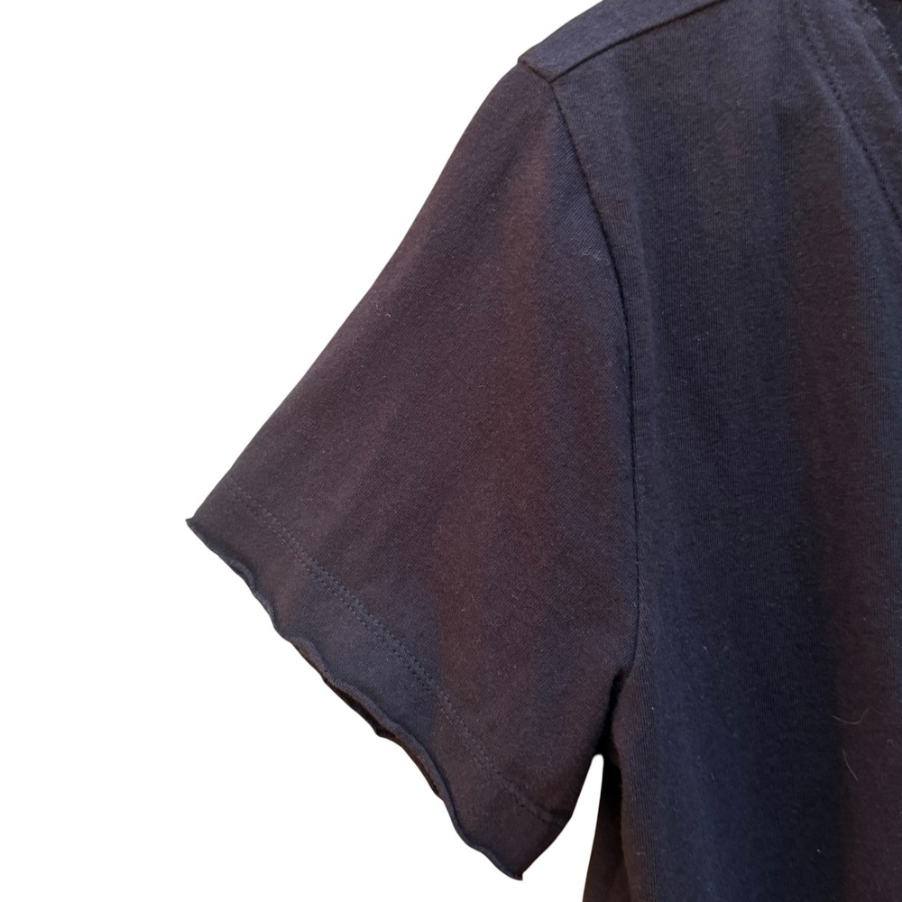 Maeve Louisa Top Womens Size Small Black Tiered Silky Ruffle Boho Minimalist - Picture 4 of 7